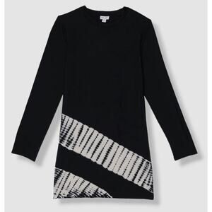 Splendid Girl's Black Shibori Cotton Modal Long-Sleeve Dress Size 10‎ MSRP $46